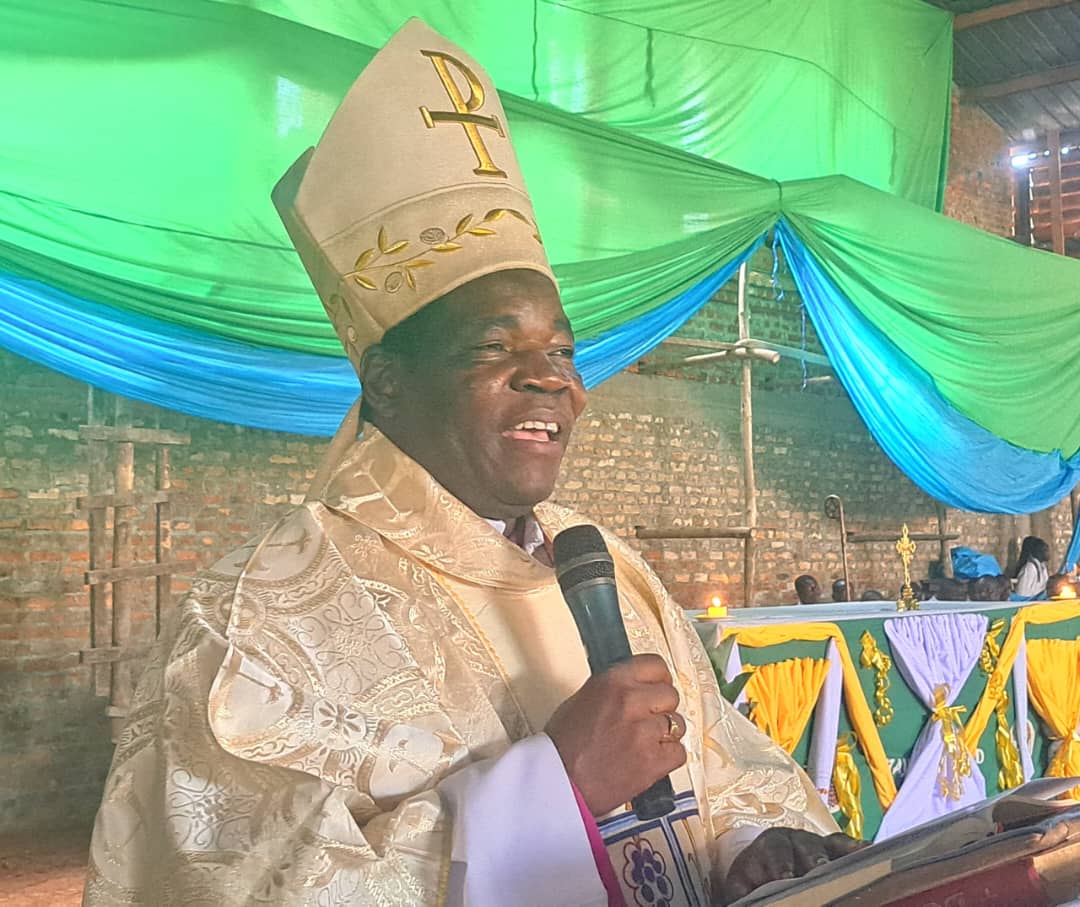 Bishop Eduardo Hiiboro presiding over the Mass at St Mary Cathedral in Yambio